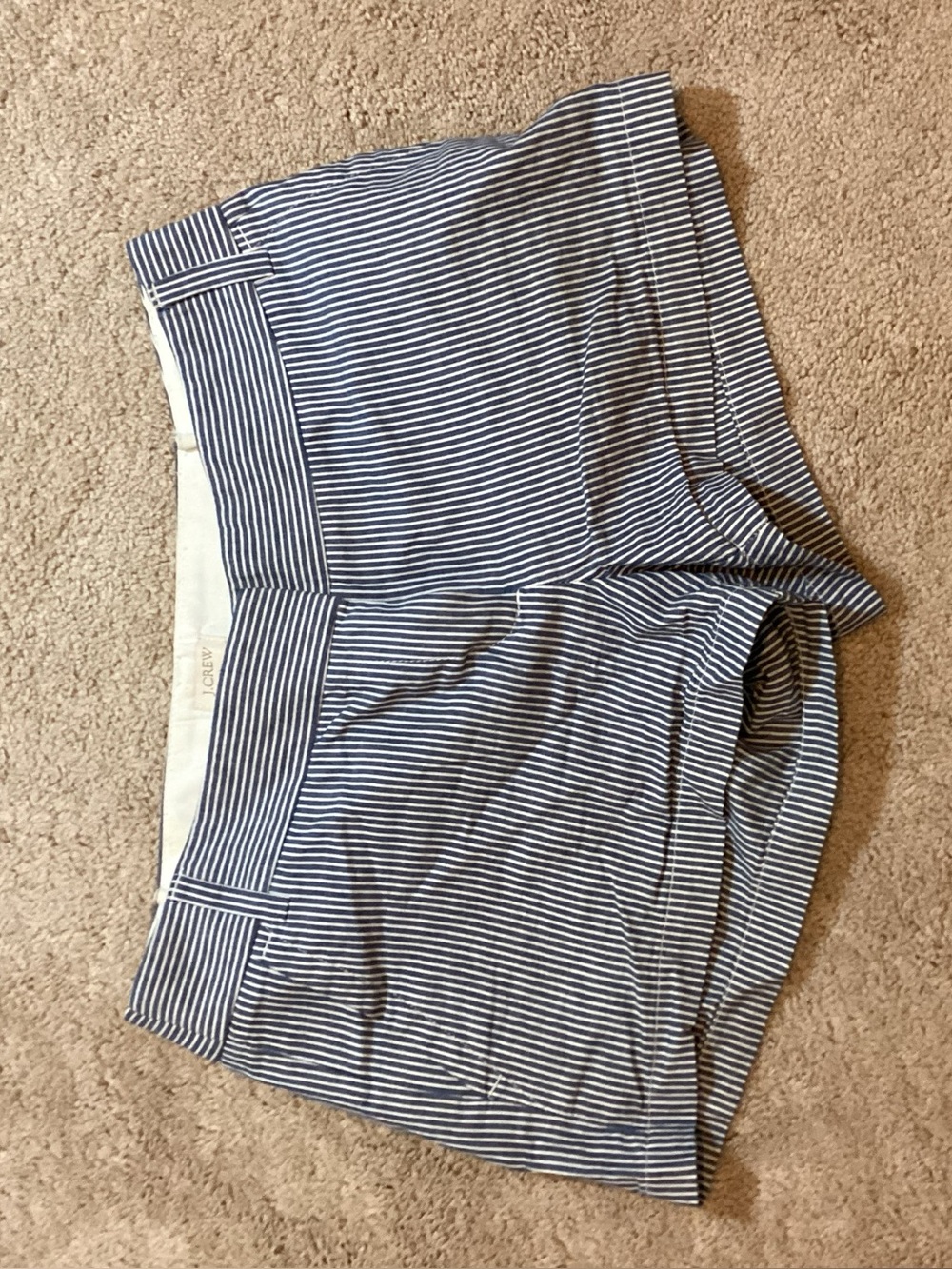 J. Crew Navy and White Striped Jean Shorts
